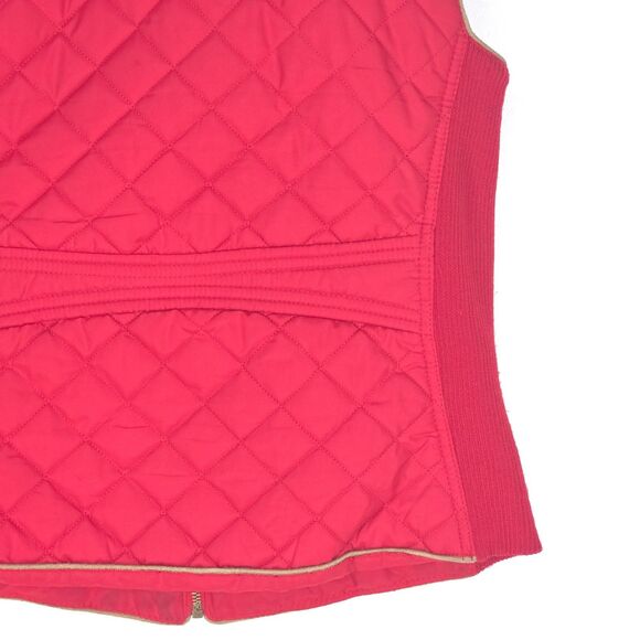 C’ESTTOI Quilted Puffer Vest Women's Medium Red Diamond Stitch Zip Riding Style - Picture 10 of 16